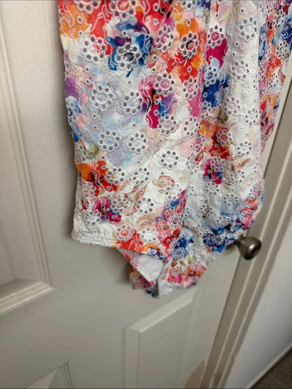 Johnny was White Floral Eyelet One-Piece Swimsuit